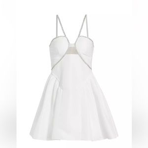 Self Portrait Embellished Taffeta Flared Minidress